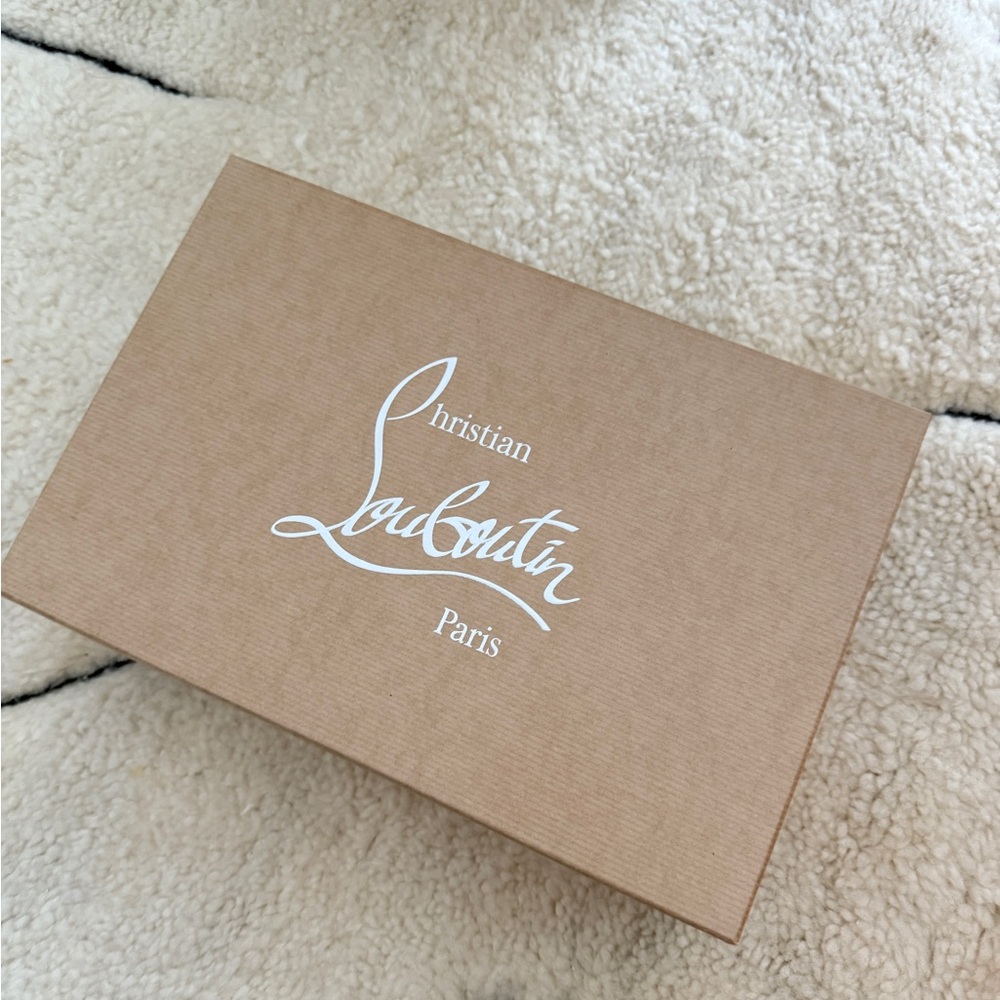 Christian Louboutin Tan Box with shopping bag and dust bag